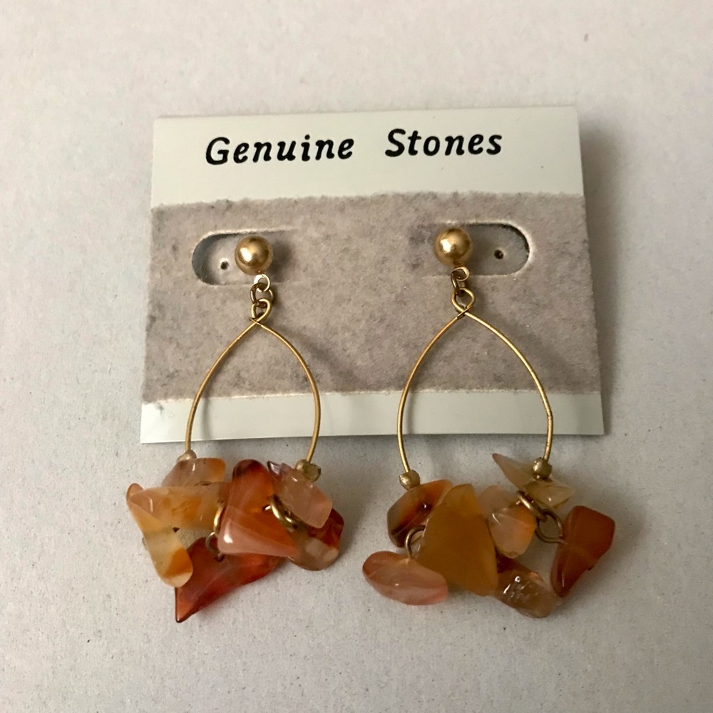 Genuine Stone Pierced Earrings